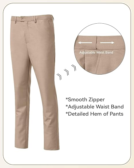 Men's 3 Piece Slim Fit Suit Set, Two Button Blazer Solid Jacket Vest Pants Wedding Business Suit
