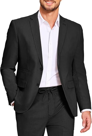 Men's 2 Piece Linen Suits Set Casual Lightweight Linen Suit Blazer Jacket and Pants